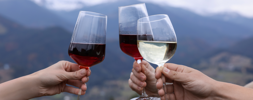 Cheersing wine glasses